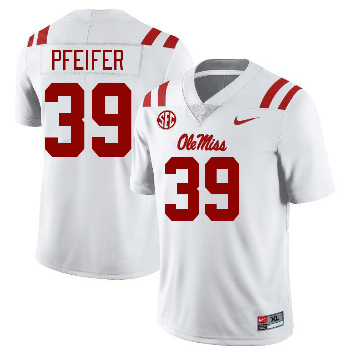 Ole Miss Rebels #39 Joshua Pfeifer College Football Jerseys Stitched Sale-White